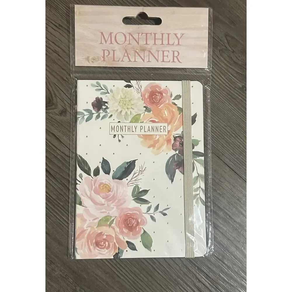 Floral Monthly Planner Notebook w/ Elastic Band | Undated | 4.13 x 5.65 in